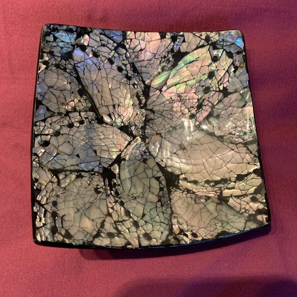 Mother-of-pearl 4” square trinket dish NWOT